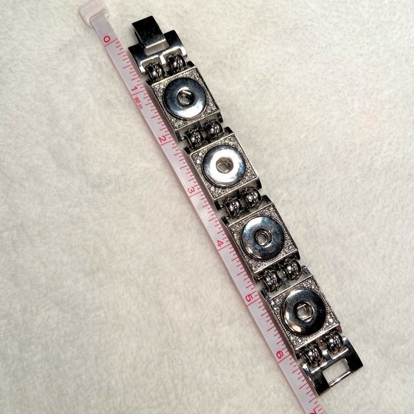 NWOT Silver Sparkle Snap Charm Button Bracelet 6.75" Length - Fits Large Snaps - Picture 5 of 13